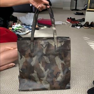 Prada green camouflaged Tote bag